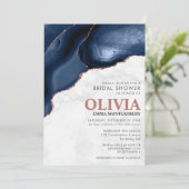 マーブルブルーアゲートバラ金ゴールドグリッターブライダルシャワー 招待状 (スタンド正面)