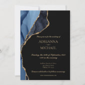 マーブルブルーエレガントアゲート結婚式招待状 招待状 (正面)