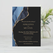 マーブルブルーエレガントアゲート結婚式招待状 招待状 (スタンド正面)