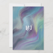 マーブルブルーパープルウォッシュタイポグラフィ結婚ズ 招待状 (裏面)