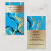 マーブルブルー金ゴールド液灯インク波煙音 名刺 (正面/裏面)