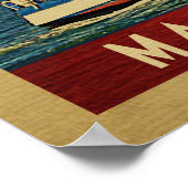 マーブルヘッドシルボートヴィンテージトラベルマサチューセッツ ポスター (角)