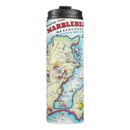 マーブルヘッドマサチューセッツヴィンテージ通りの地図 タンブラー (正面)