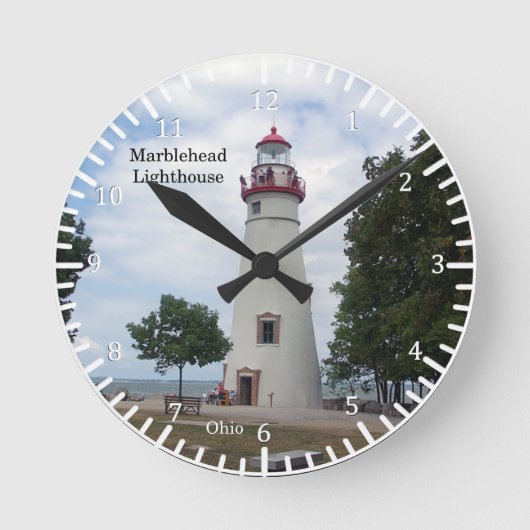 マーブルヘッドライトハウス時計 ラウンド壁時計 (正面)