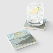 マーブルヘッド・マサチューセッツの港と帆船 ストーンコースター (横)