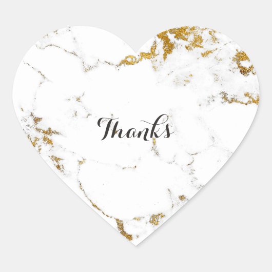 マーブルホワイトカララストーン金ゴールドシンプルハート ハートシール (正面)