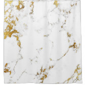 マーブルホワイト金ゴールドグレーカララ抽象芸術ラグジュアリーVIP シャワーカーテン (正面)