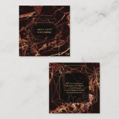 マーブルマサラレッド+金ゴールドジェムストーンフェイクファセット スクエア名刺 (正面/裏面)