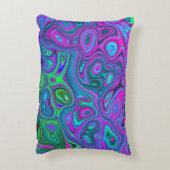 マーブルマゼンタとライムグリーンGroovy抽象芸術アート アクセントクッション (裏面(縦))