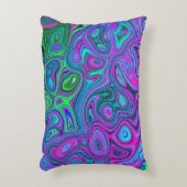 マーブルマゼンタとライムグリーンGroovy抽象芸術アート アクセントクッション (正面(垂直))
