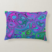マーブルマゼンタとライムグリーンGroovy抽象芸術アート アクセントクッション (裏面)