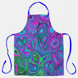 マーブルマゼンタとライムグリーンGroovy抽象芸術アート エプロン