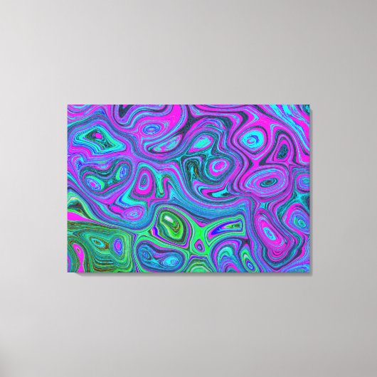マーブルマゼンタとライムグリーンGroovy抽象芸術アート キャンバスプリント (正面)