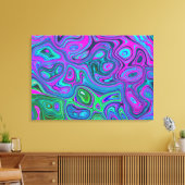 マーブルマゼンタとライムグリーンGroovy抽象芸術アート キャンバスプリント (インサイチュ (リビング))