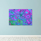 マーブルマゼンタとライムグリーンGroovy抽象芸術アート キャンバスプリント (インサイチュ (ウッドフロア))
