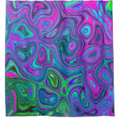 マーブルマゼンタとライムグリーンGroovy抽象芸術アート シャワーカーテン (正面)