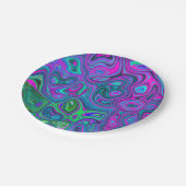 マーブルマゼンタとライムグリーンGroovy抽象芸術アート ペーパープレート (アングル)