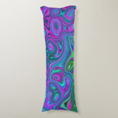 マーブルマゼンタとライムグリーンGroovy抽象芸術アート ボディピロー (正面縦)