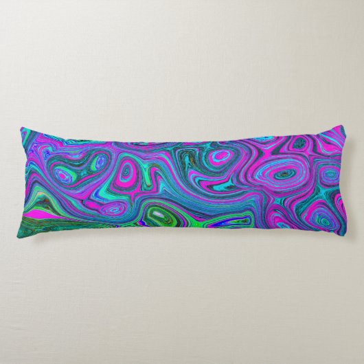 マーブルマゼンタとライムグリーンGroovy抽象芸術アート ボディピロー (正面)