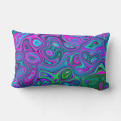 マーブルマゼンタとライムグリーンGroovy抽象芸術アート ランバークッション (裏面)