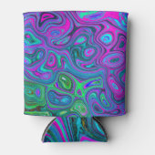 マーブルマゼンタとライムグリーンGroovy抽象芸術アート 缶クーラー (正面)