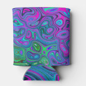 マーブルマゼンタとライムグリーンGroovy抽象芸術アート 缶クーラー (裏面)
