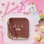 マーブルマルーン ペーパープレート (パーティー)