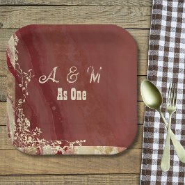 マーブルマルーン ペーパープレート