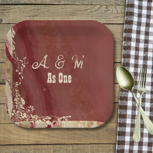 マーブルマルーン ペーパープレート