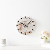 マーブルミニマルサンゴバラ金ゴールド白黒アーバン ラウンド壁時計 (ホーム)