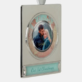 マーブルメタルバラ金ゴールド初めてのクリスマス シルバープレートバナーオーナメント (右)