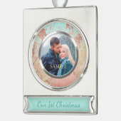 マーブルメタルバラ金ゴールド初めてのクリスマス シルバープレートバナーオーナメント (左)