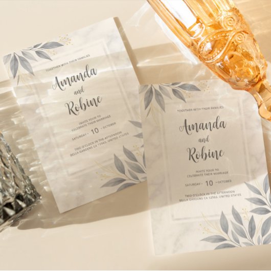 マーブルモダンエレガント結婚式招待状 招待状