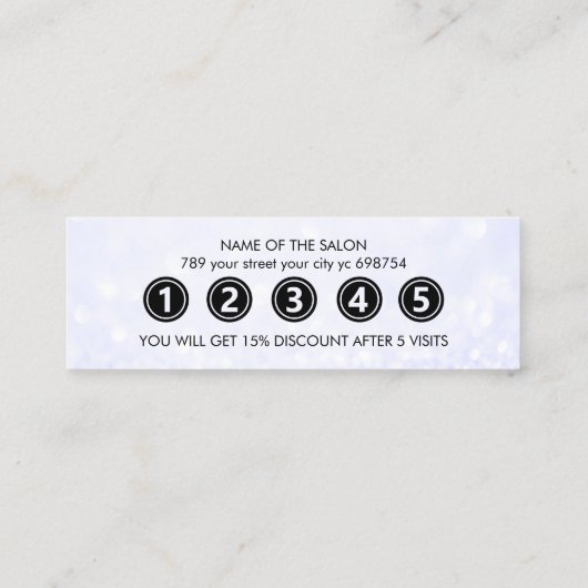 マーブルモダンエレガント美しいサロン ロイヤリティカード (裏面)