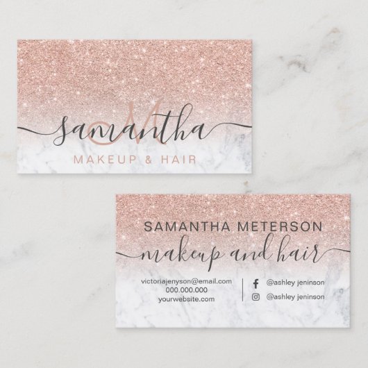 マーブルモダンバラ金ゴールドグラデーショングリッターヘア 名刺 (正面/裏面)