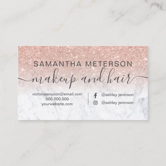 マーブルモダンバラ金ゴールドグラデーショングリッターヘア 名刺 (裏面)