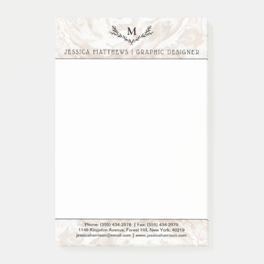 マーブルモダンモノグラムリース ポストイット (正面)