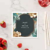 マーブルモンスターエメラルドグリーンと金ゴールド結婚ズ スタンダードカクテルナプキン (インサイチュ)