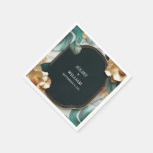 マーブルモンスターエメラルドグリーンと金ゴールド結婚ズ スタンダードカクテルナプキン (角)