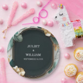 マーブルモンスターエメラルドグリーンと金ゴールド結婚ズ ペーパープレート (パーティー)