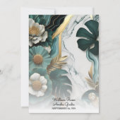 マーブルモンステラエメラルドグリーンと金ゴールド結婚ズ 招待状 (裏面)