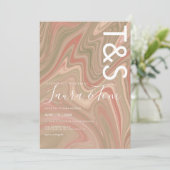 マーブルリキッドテラコッタアゲートタイポグラフィ結婚ズ 招待状 (スタンド正面)