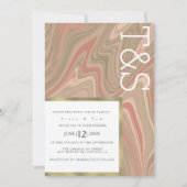 マーブルリキッドテラコッタアゲートタイポグラフィ結婚ズ 招待状 (正面)