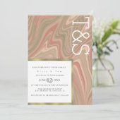 マーブルリキッドテラコッタアゲートタイポグラフィ結婚ズ 招待状 (スタンド正面)