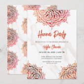 マーブルレッドマンダラメヘンディヘンナパーティー 招待状 (正面/裏面)