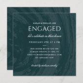 マーブル婚約パーティ招待状-ティール(緑がかった色) 招待状 (正面/裏面)