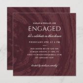 マーブル婚約パーティ招待状 – 赤 招待状 (正面/裏面)