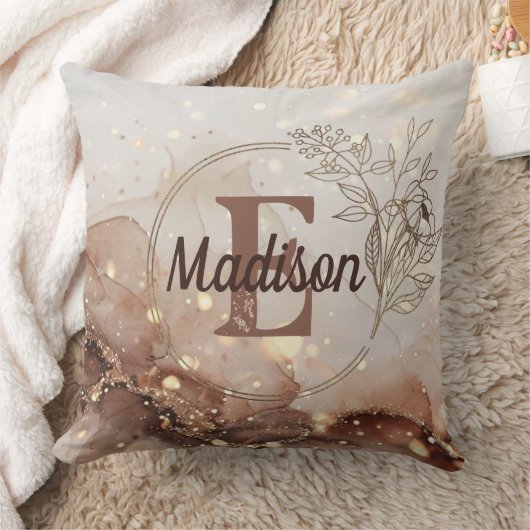 マーブル水彩とグリッターアクセント クッション (ブランケット)