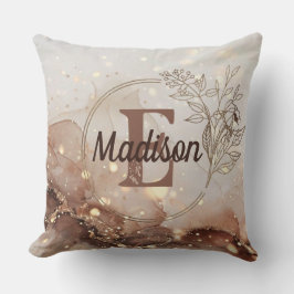 マーブル水彩とグリッターアクセント クッション