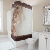 マーブル水彩とグリッターアクセント シャワーカーテン (インサイチュ)